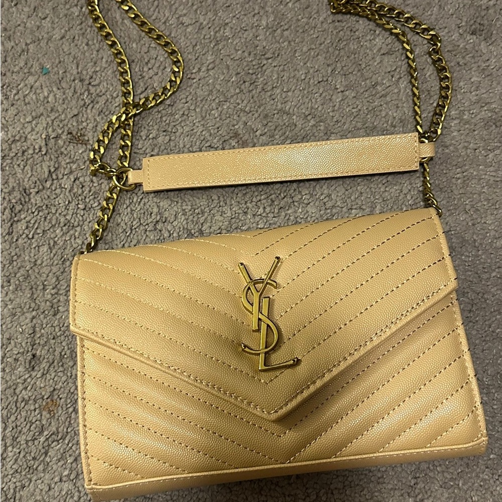 Yves Saint Laurent Tan Quilted Crossbody Bag
